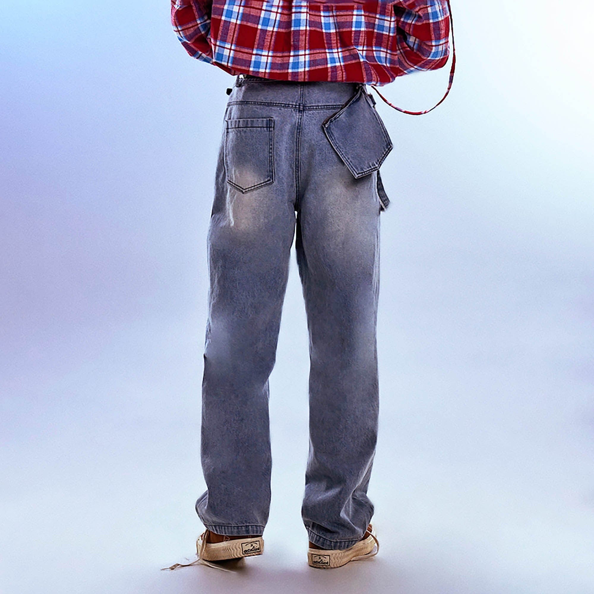 REDH Patch Washed Straight-Leg Jeans