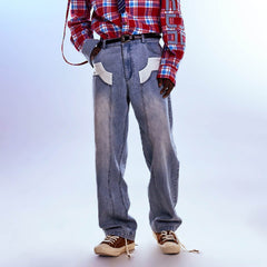 REDH Patch Washed Straight-Leg Jeans