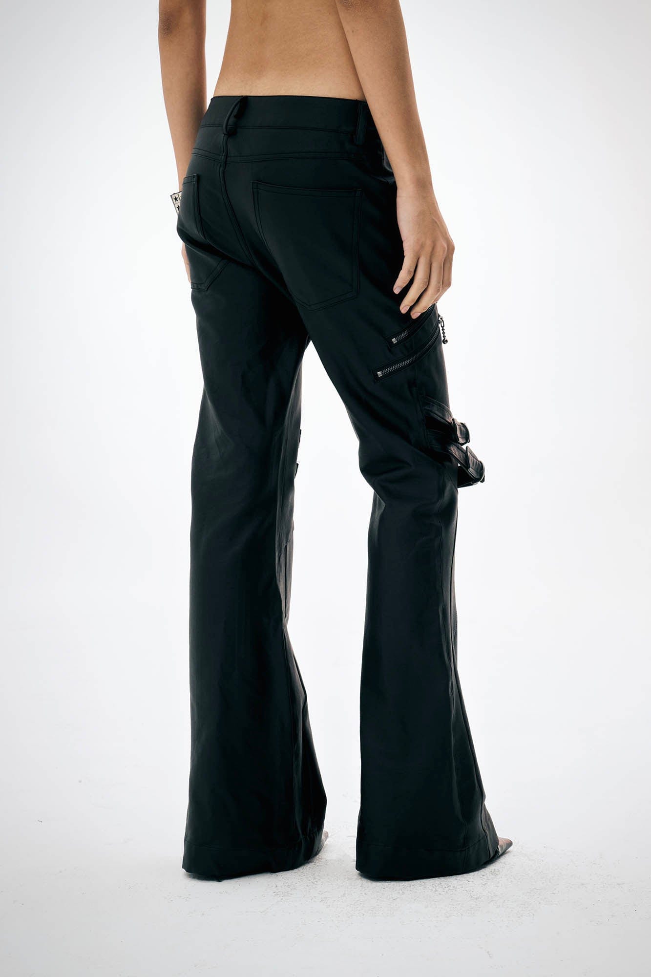 DND4DES×Faychui Waxed Strapped Flared Pants