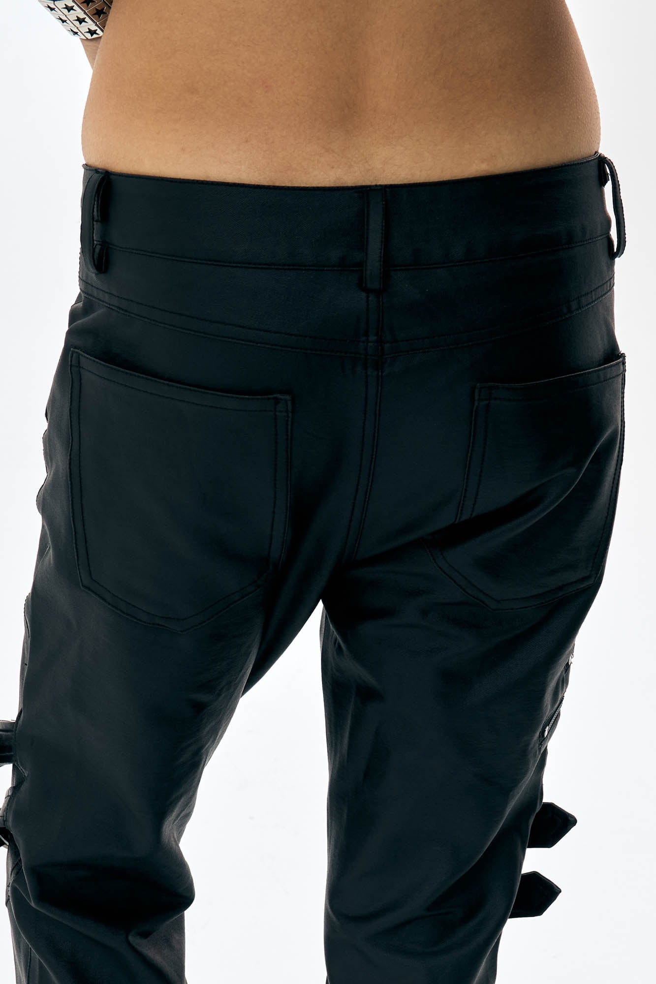 DND4DES×Faychui Waxed Strapped Flared Pants