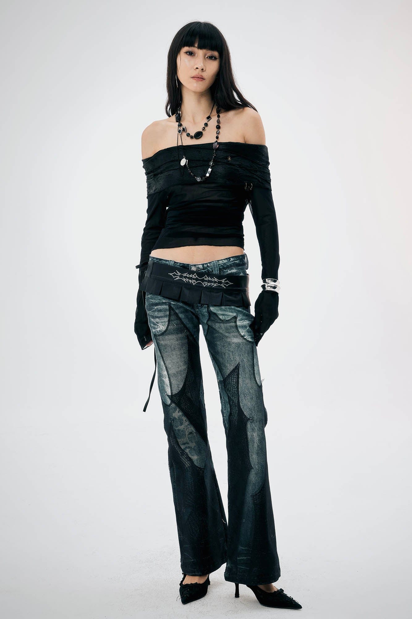 DND4DES×Faychui Diamond Pleated Lace-Up Belt