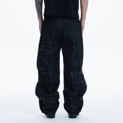 DND4DES Paneled Rivet Wide-Leg Jeans