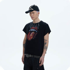 DND4DES Punk Fanged Lips Distressed Tee