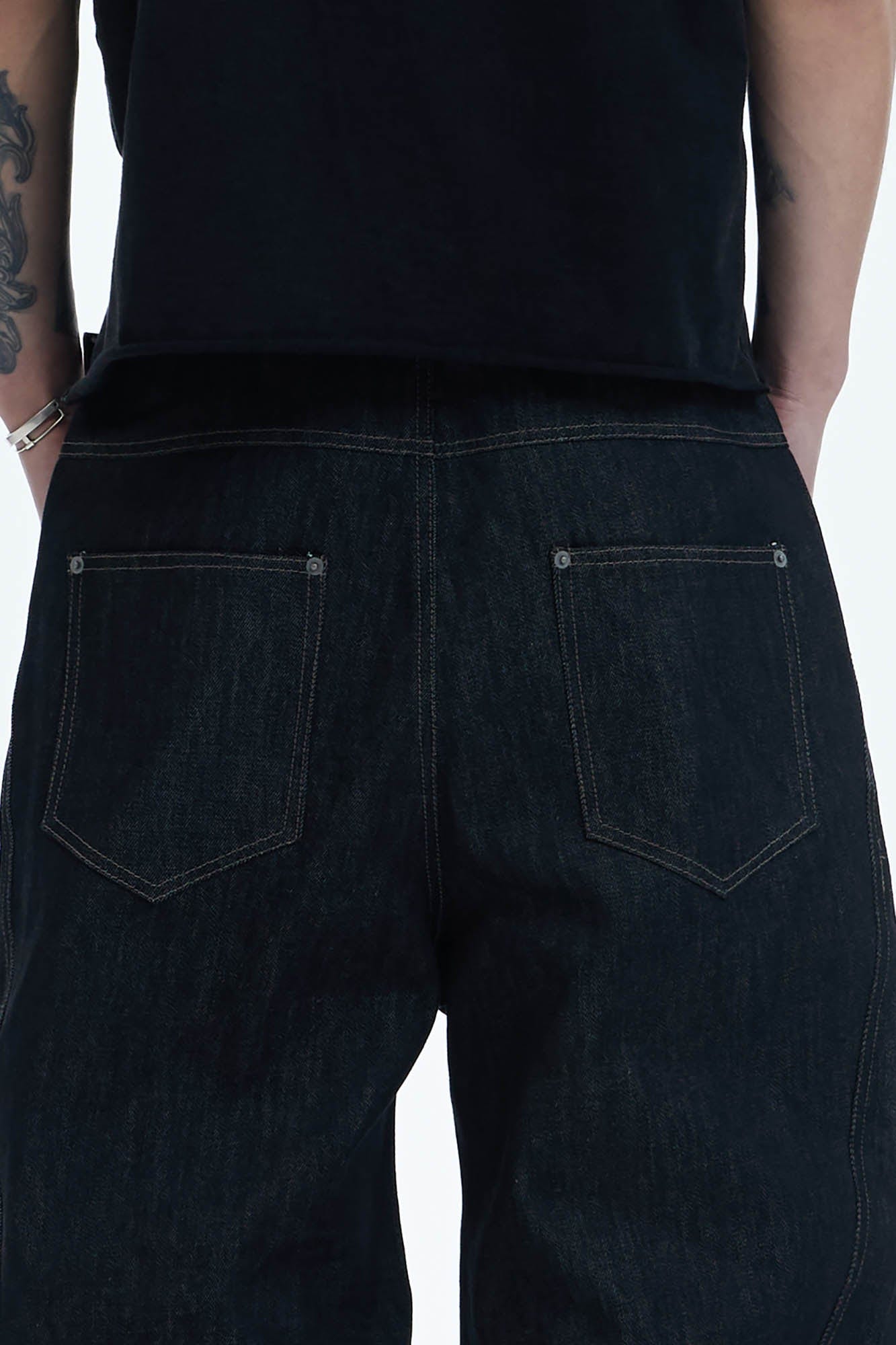 DND4DES Asymmetric Button-Fly Spliced Baggy Jeans