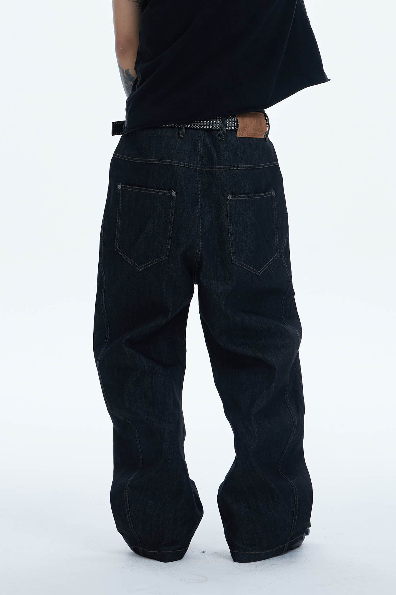 DND4DES Asymmetric Button-Fly Spliced Baggy Jeans