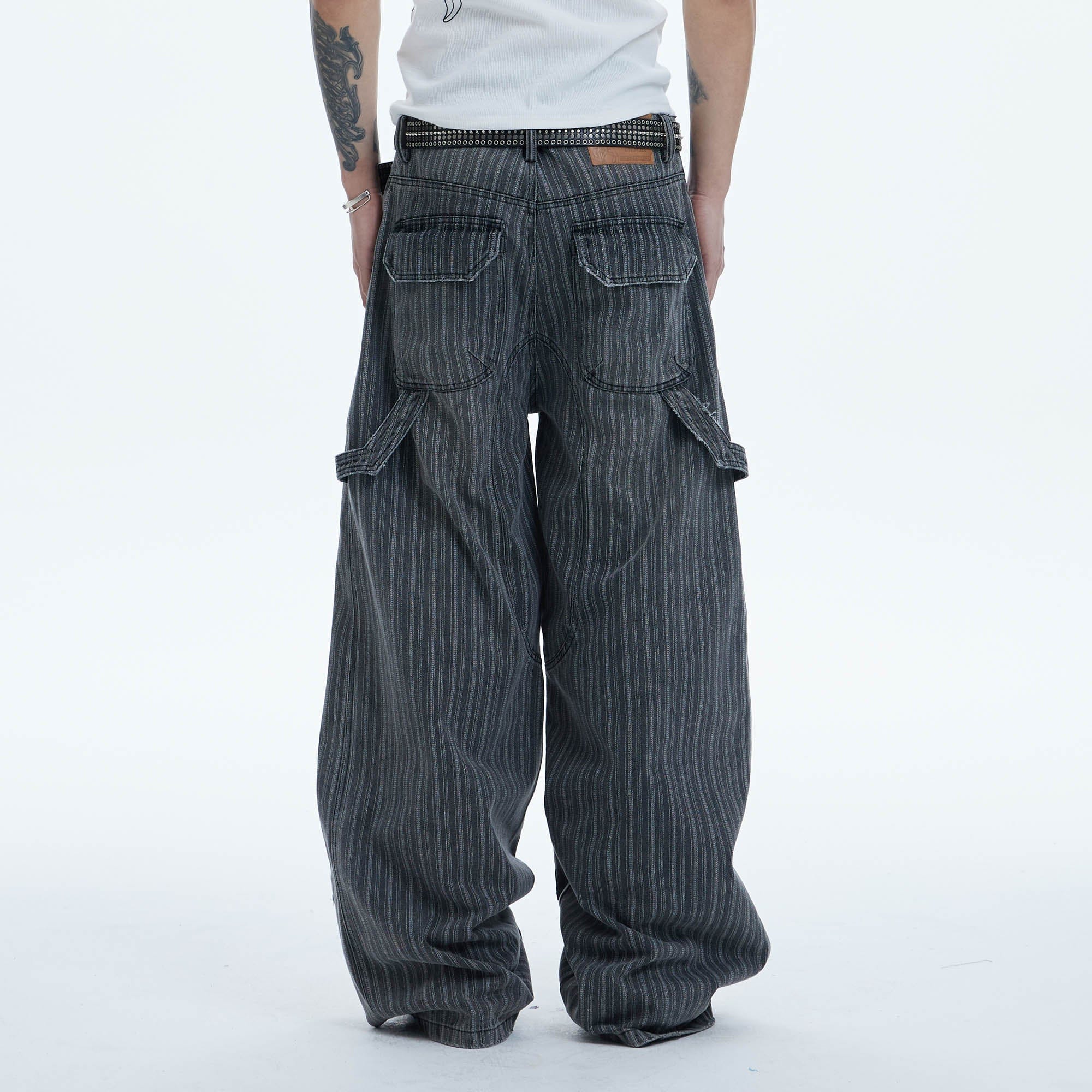 DND4DES Striped Patchwork Distressed Baggy Jeans