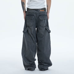 DND4DES Striped Patchwork Distressed Baggy Jeans