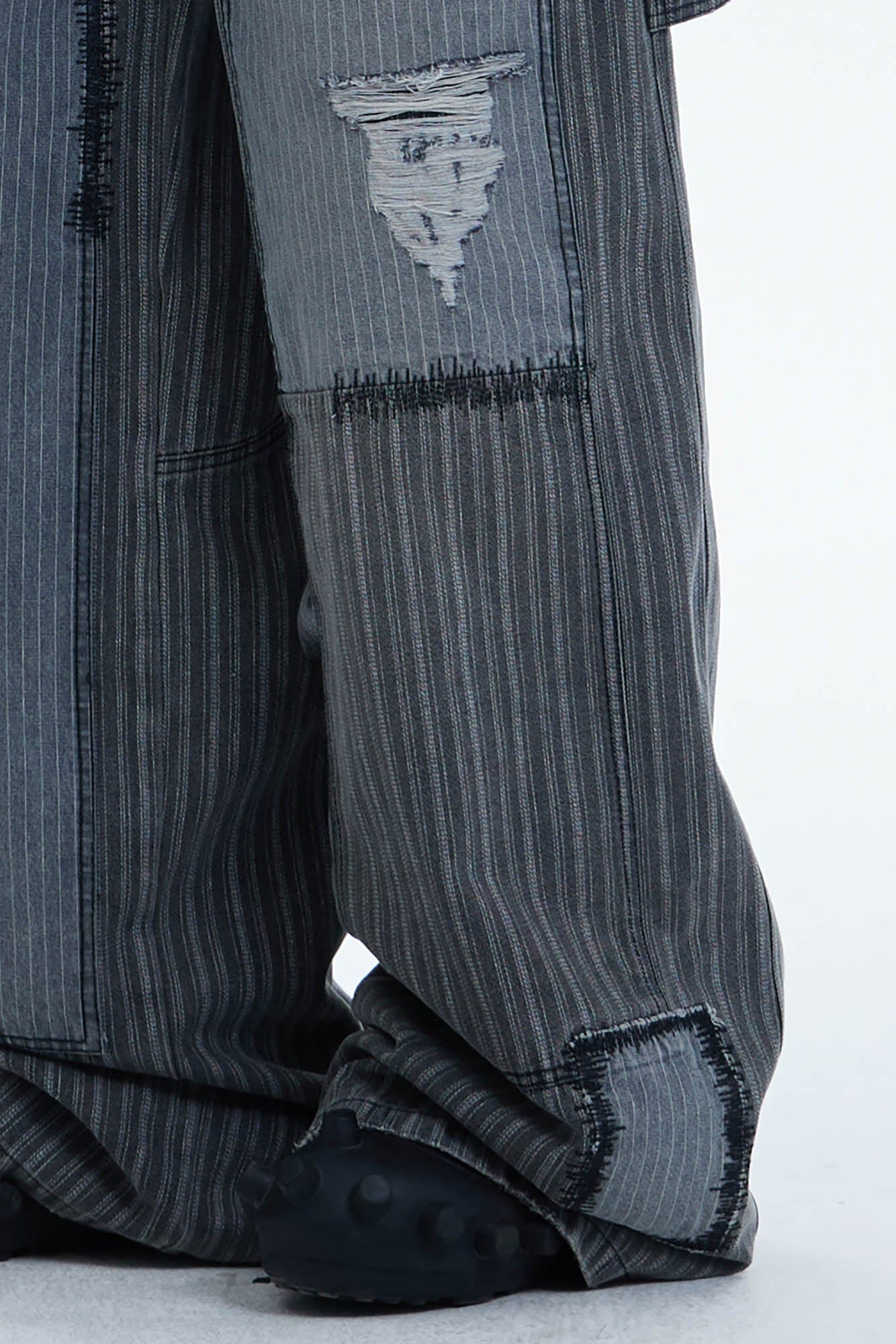 DND4DES Striped Patchwork Distressed Baggy Jeans