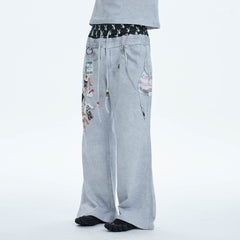 DND4DES Doll Charm Graphic Double-Waist Sweatpants