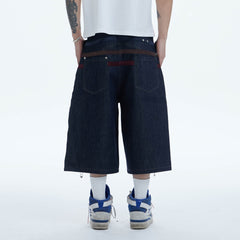 DND4DES Star-Rivet Harness-Layered Denim Shorts