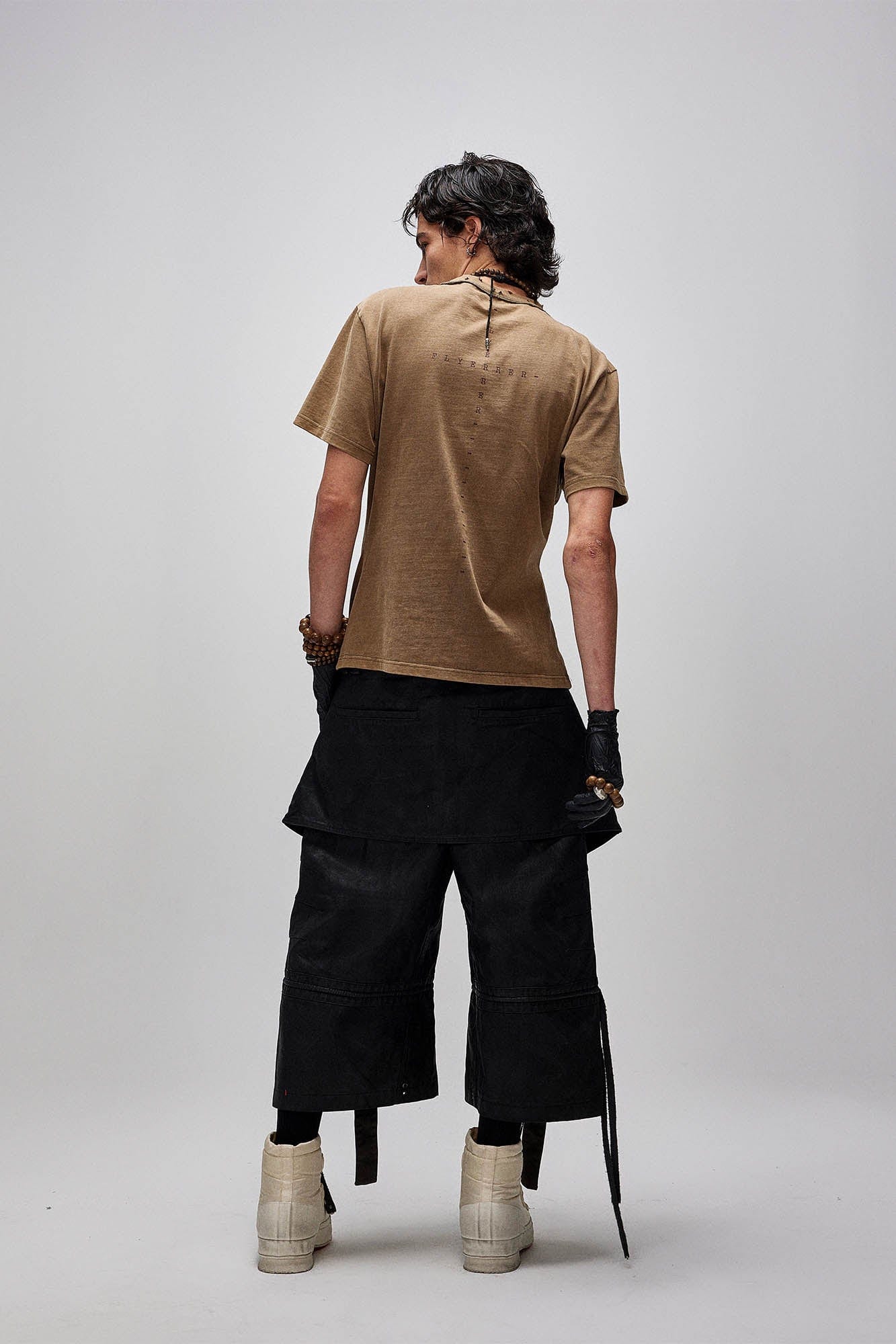 FLYERRER Waxed Layered Drape Strap Shorts