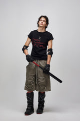 FLYERRER Dirty Fit Layered Frayed Knee Shorts