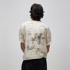 FLYERRER Grunge Brush-Stained Raw Hem T-Shirt