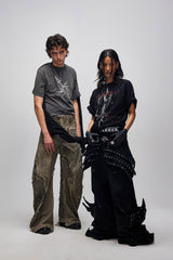 FLYERRER Asymmetrical Twin-Layer Draped T-Shirt