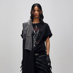 FLYERRER Asymmetrical Twin-Layer Draped T-Shirt