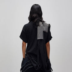 FLYERRER Asymmetrical Twin-Layer Draped T-Shirt