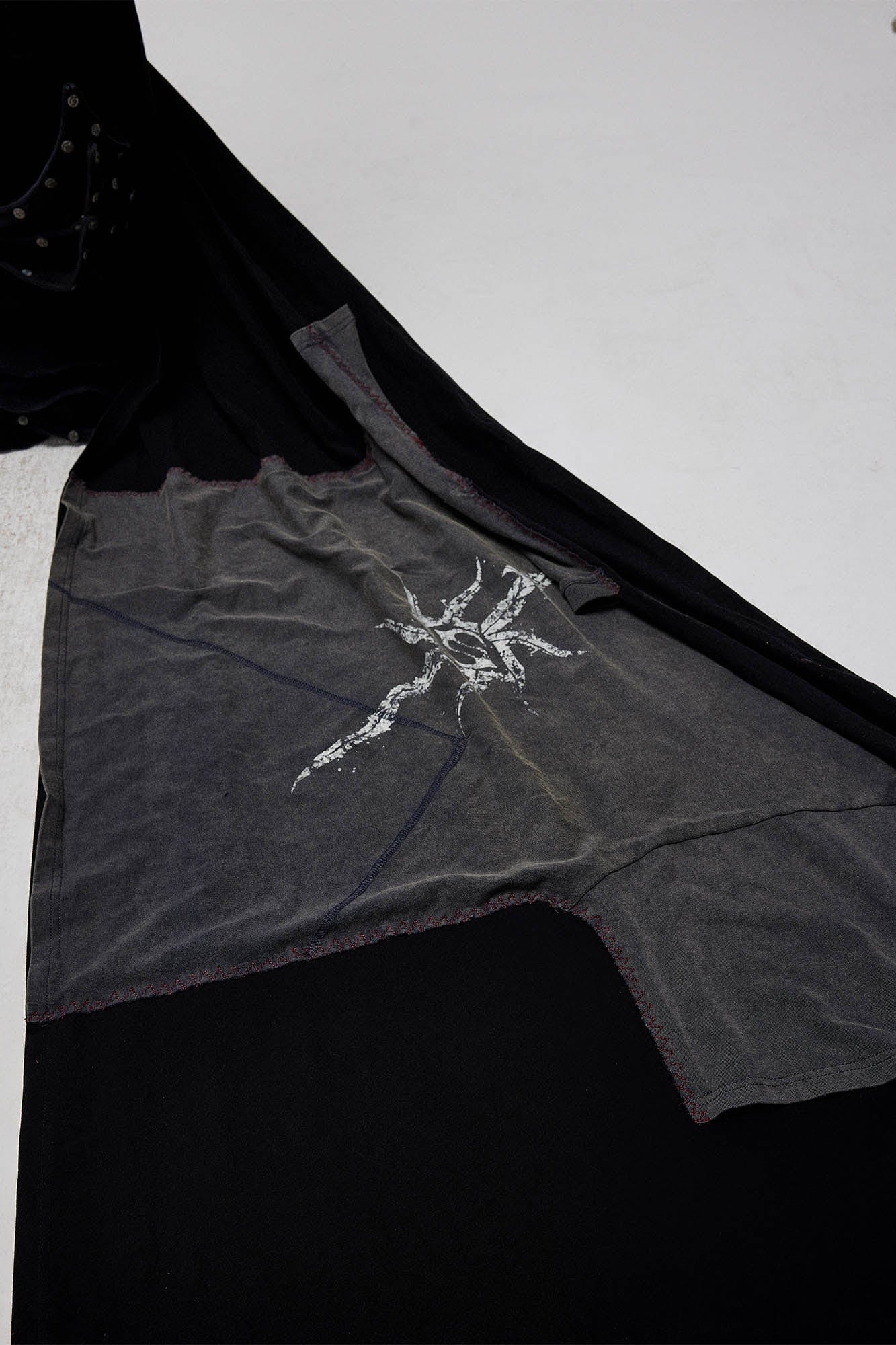FLYERRER Asymmetrical Twin-Layer Draped T-Shirt