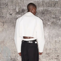 TRIANGLE PROJECT Cropped Asymmetrical Double-Breasted Cropped Jacket