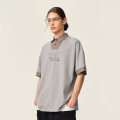OVDY Layered Plaid Panel Mock Shirt T-Shirt