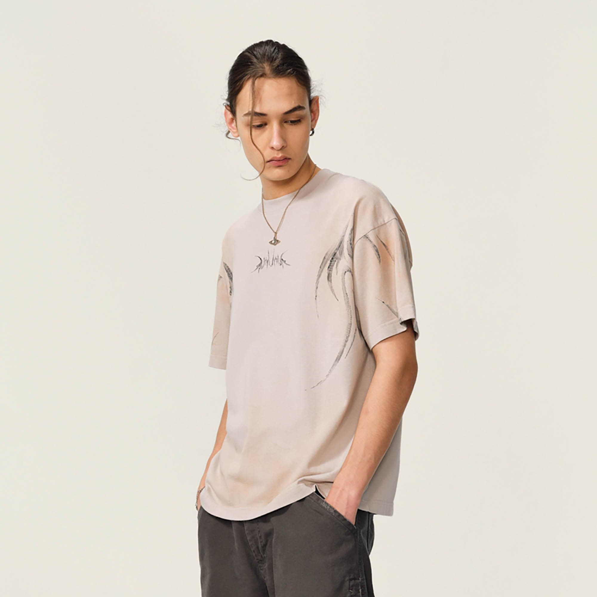 OVDY Tribal Flame Smoke-Washed T-Shirt