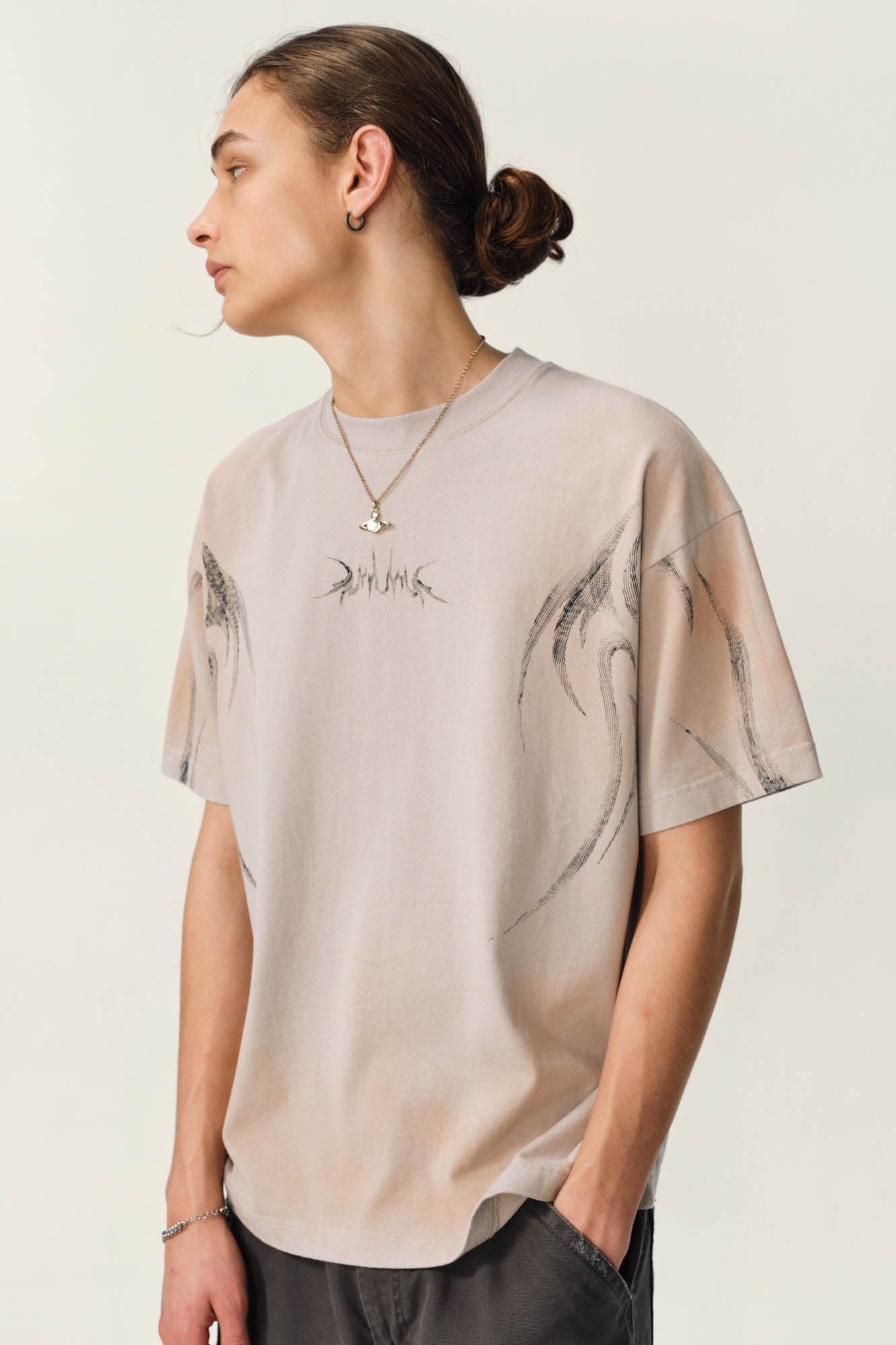 OVDY Tribal Flame Smoke-Washed T-Shirt