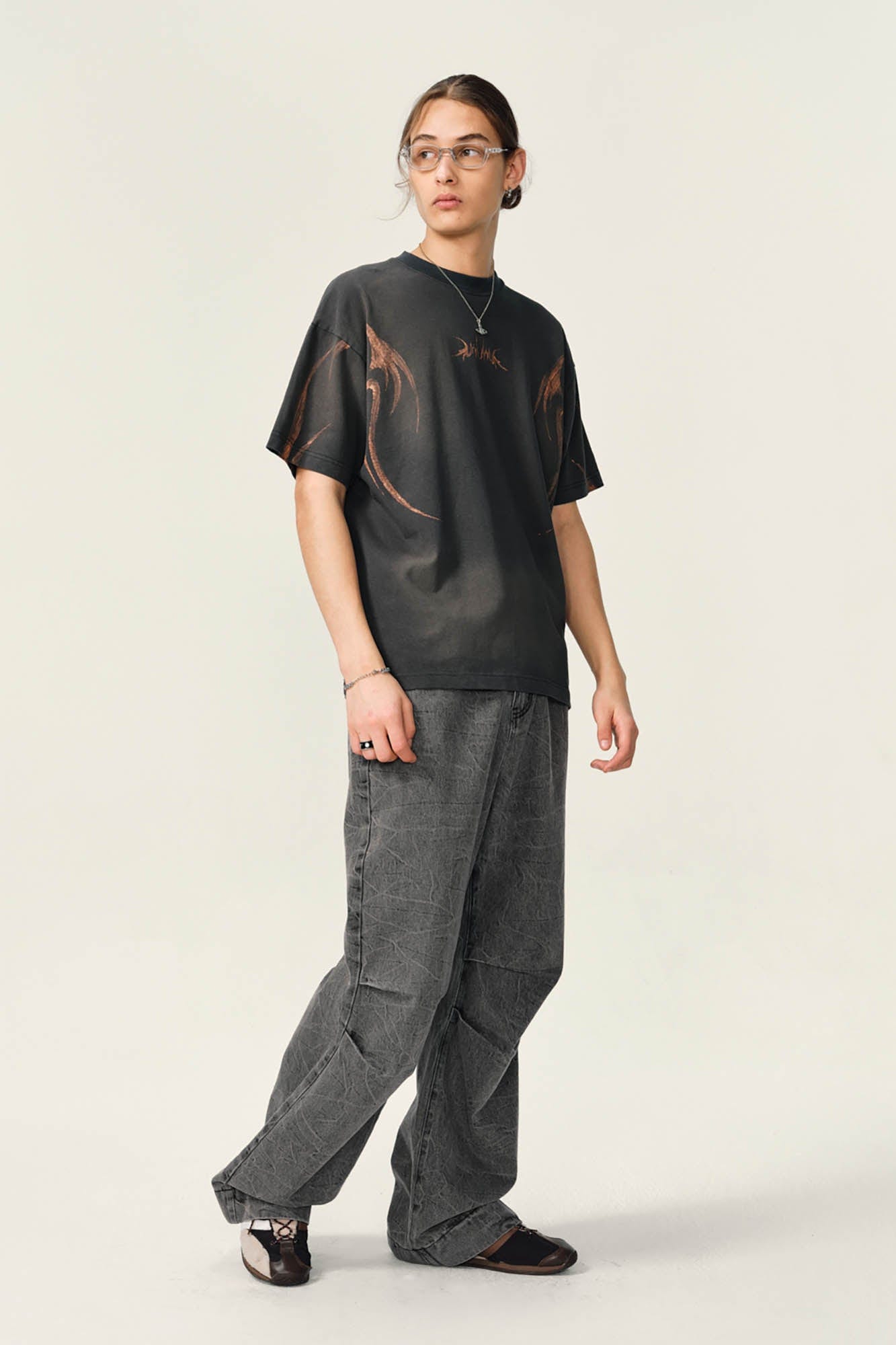 OVDY Tribal Flame Smoke-Washed T-Shirt