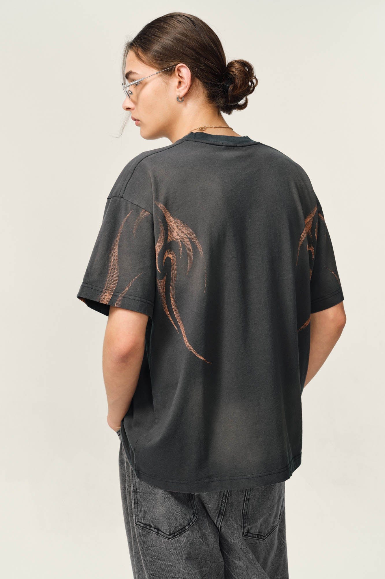 OVDY Tribal Flame Smoke-Washed T-Shirt