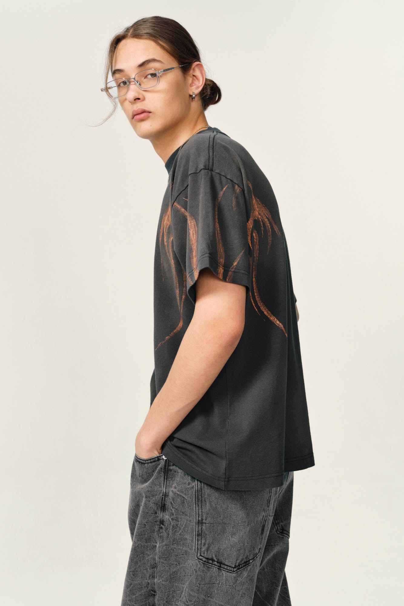 OVDY Tribal Flame Smoke-Washed T-Shirt