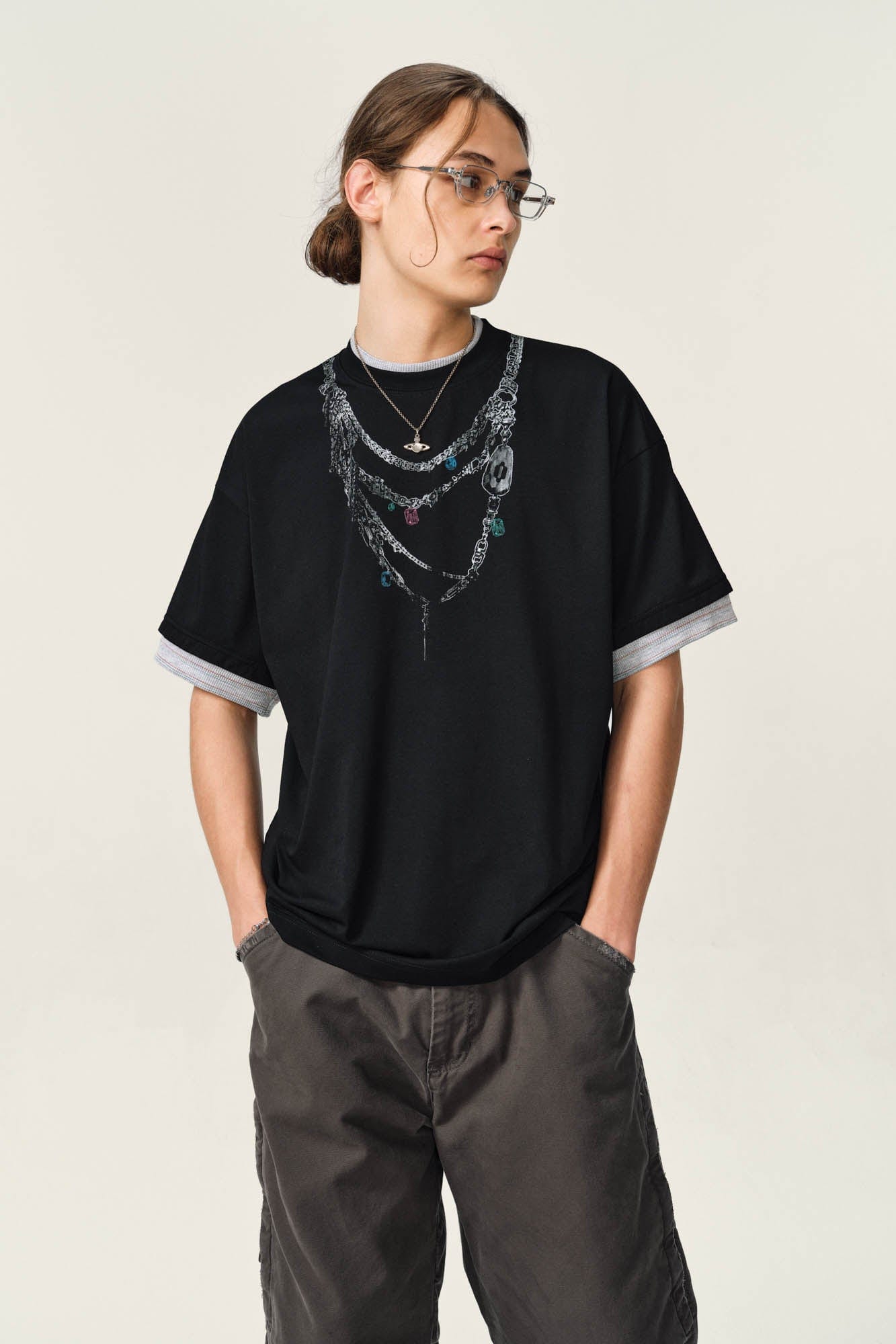 OVDY Chain Graphic Layered Sorona T-Shirt