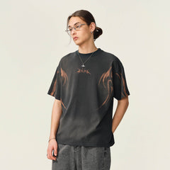 OVDY Tribal Flame Smoke-Washed T-Shirt