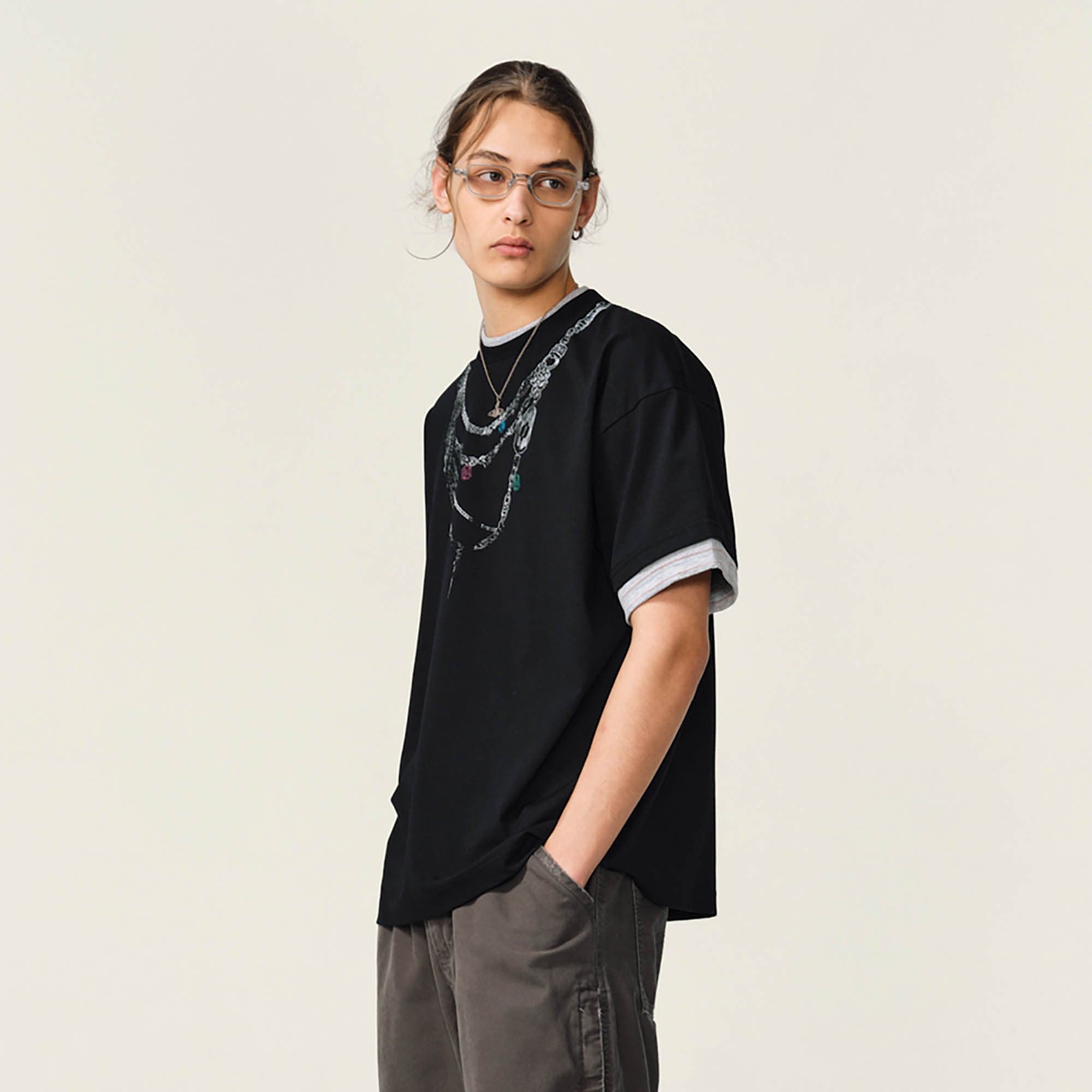 OVDY Chain Graphic Layered Sorona T-Shirt