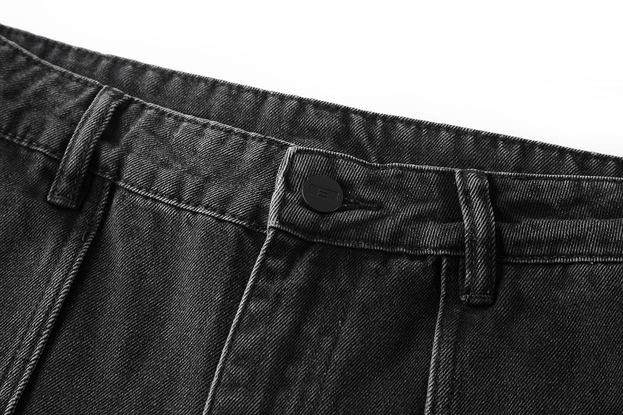 BONELESS Crinkled Embroidered Straight-Leg Jeans