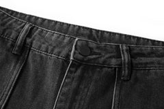 BONELESS Crinkled Embroidered Straight-Leg Jeans