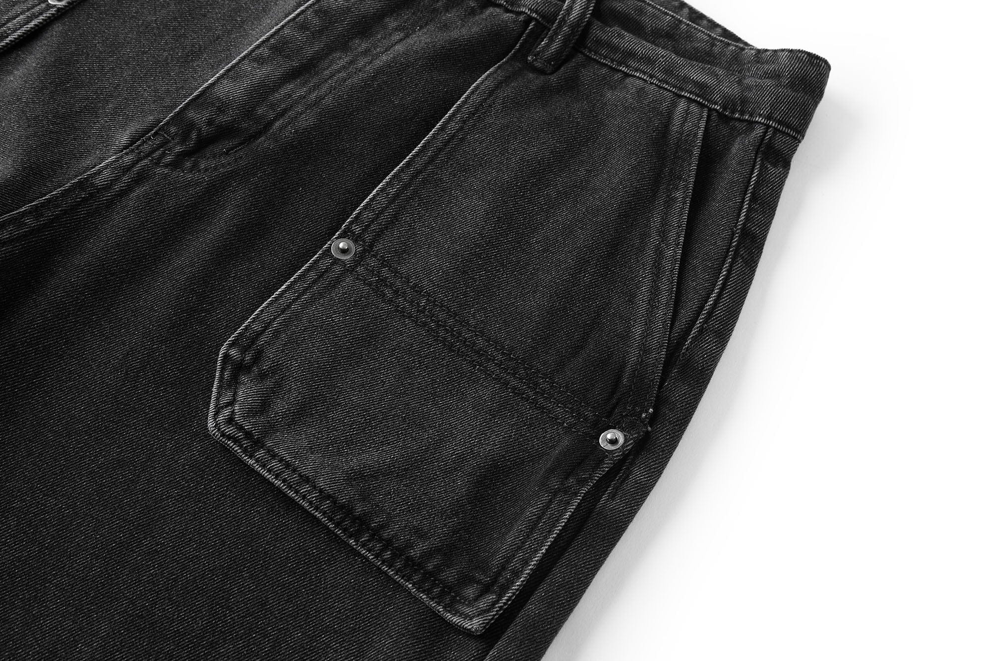 BONELESS Crinkled Embroidered Straight-Leg Jeans