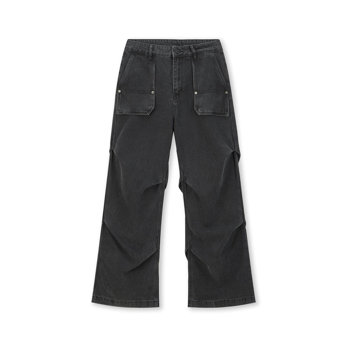 BONELESS Crinkled Embroidered Straight-Leg Jeans