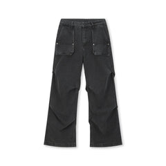 BONELESS Crinkled Embroidered Straight-Leg Jeans