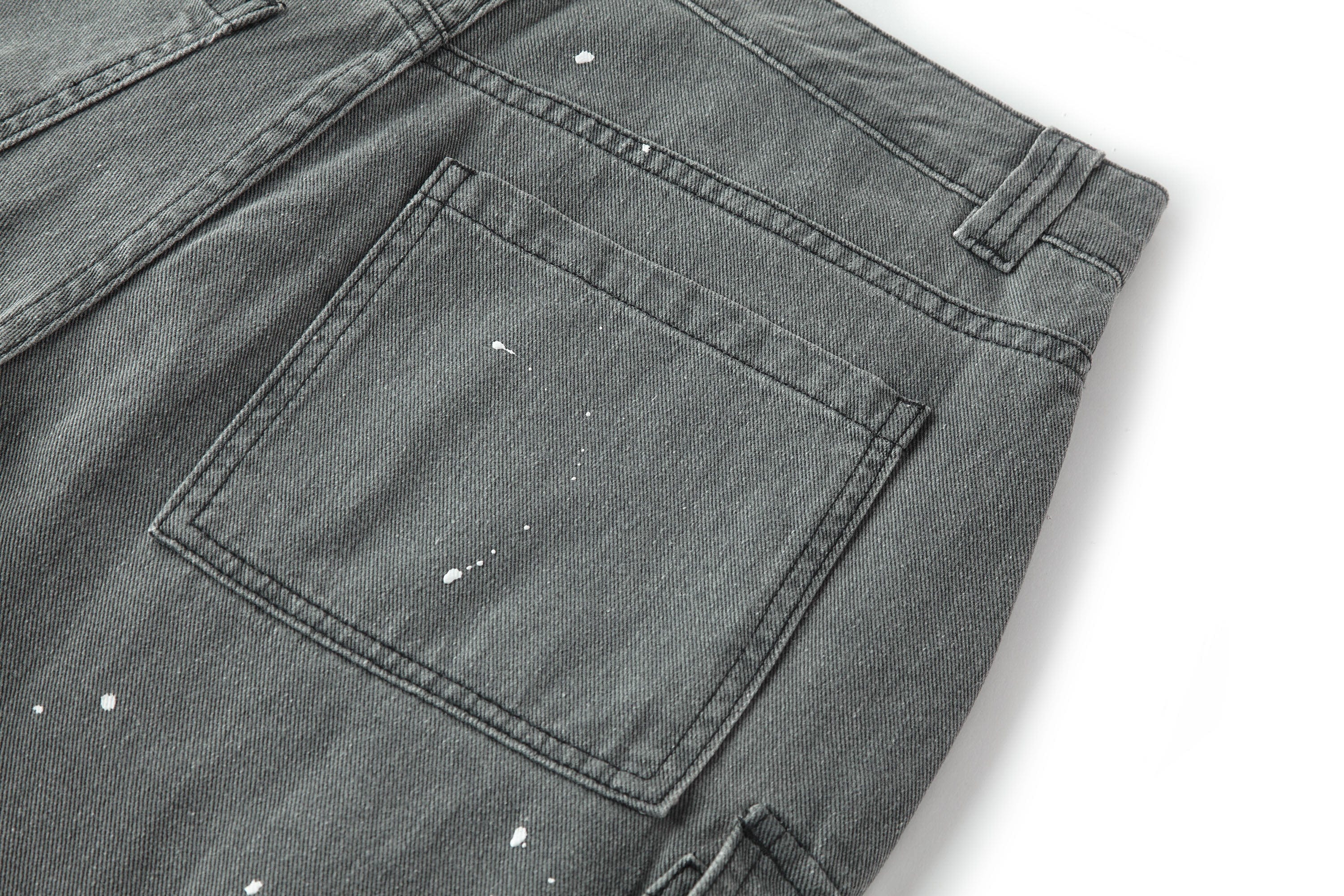 BONELESS Washed Sprinkle Pleated Knee Cargo Jeans