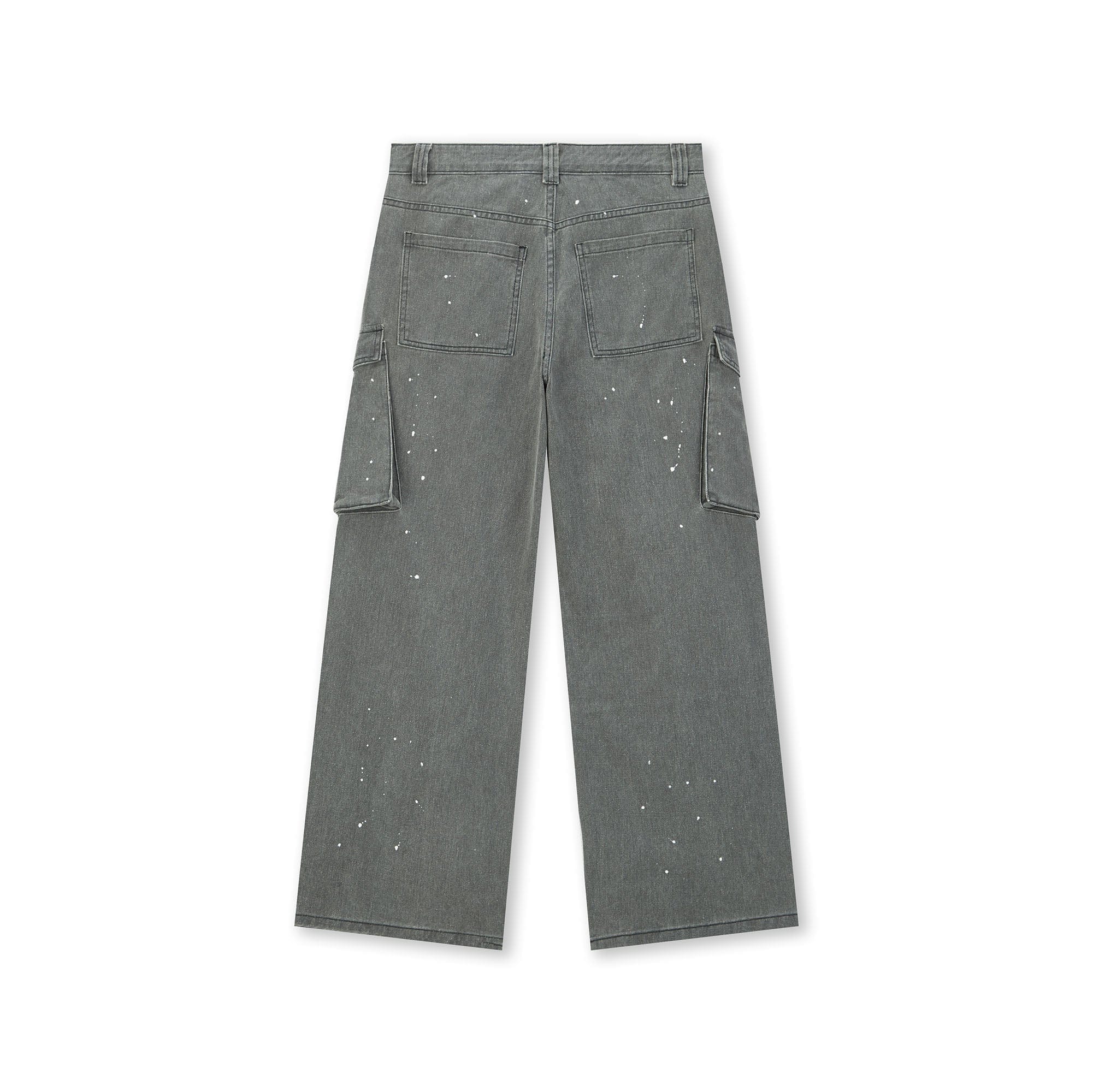 BONELESS Washed Sprinkle Pleated Knee Cargo Jeans