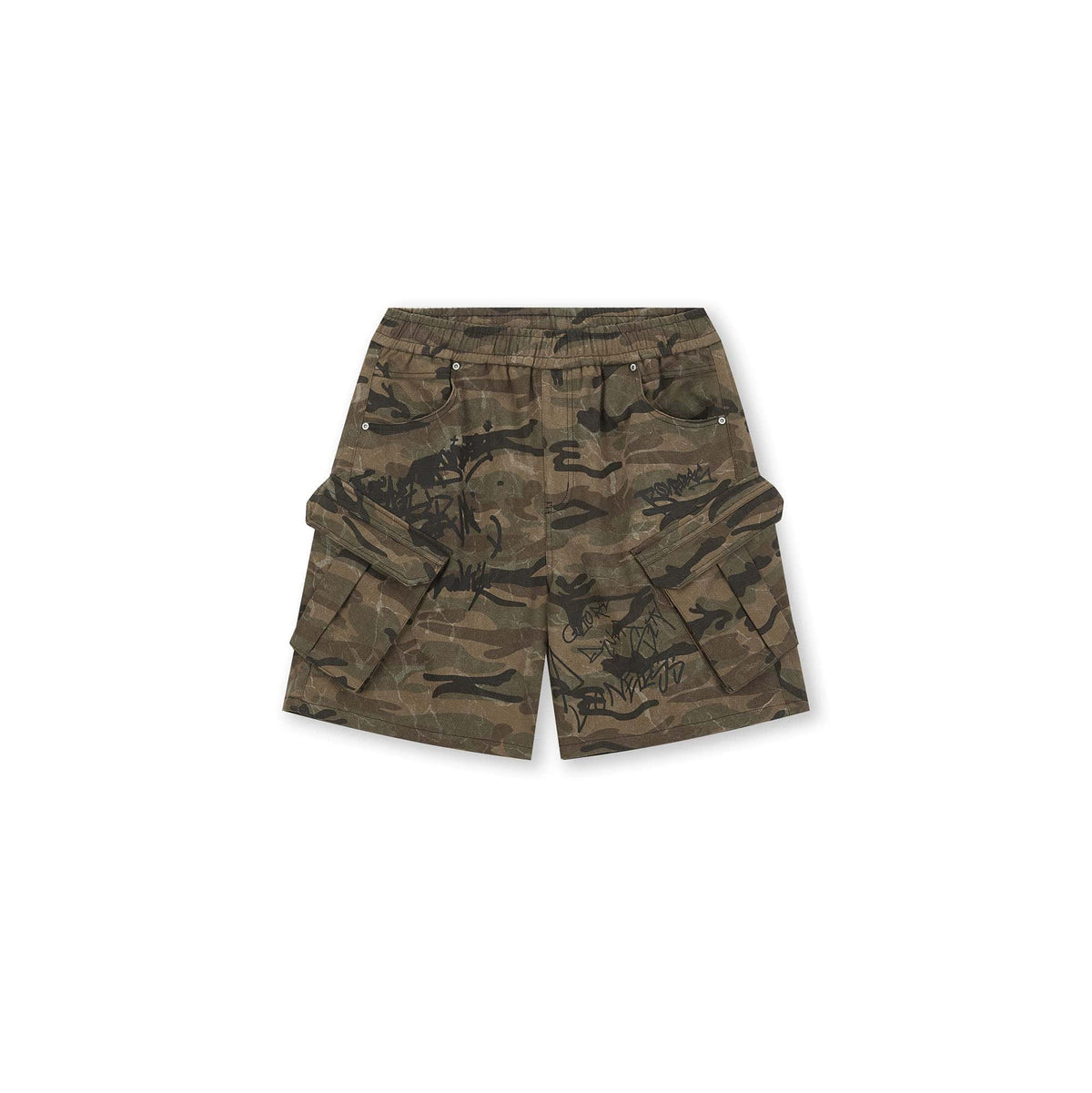 BONELESS Camo Graffiti Drawstring Shorts