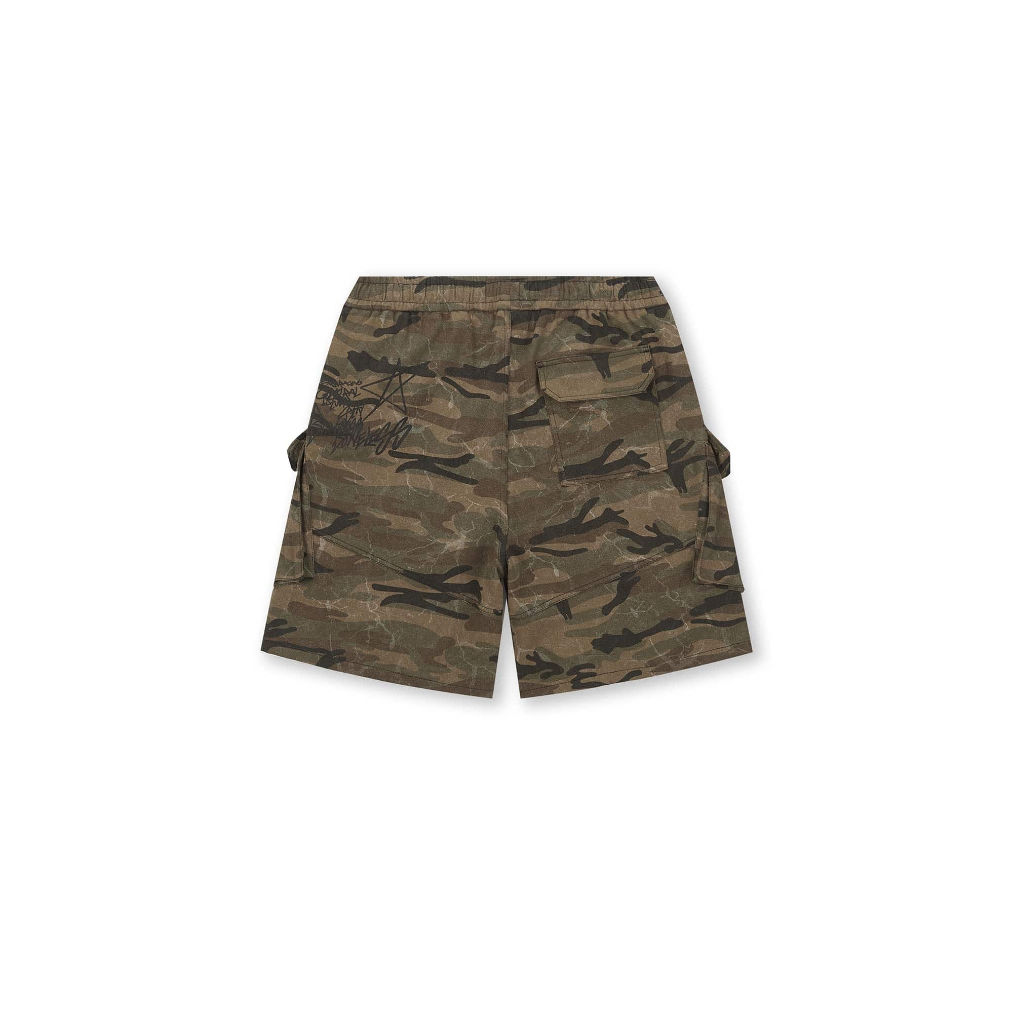 BONELESS Camo Graffiti Drawstring Shorts