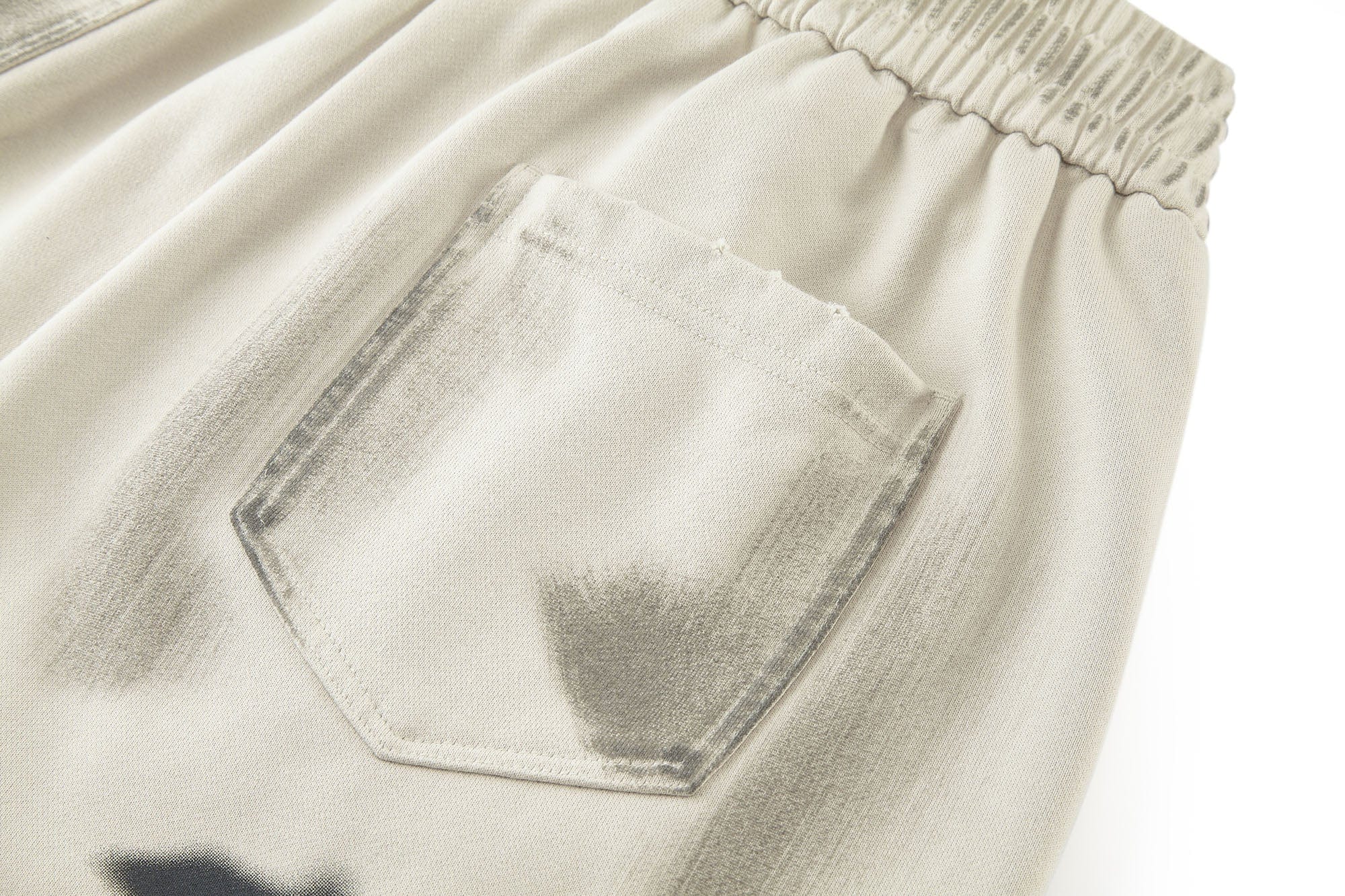 BONELESS Graffiti Distressed Washed Raw-Edge Shorts