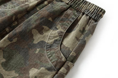 BONELESS Camo Grid Pleated Drawstring Shorts