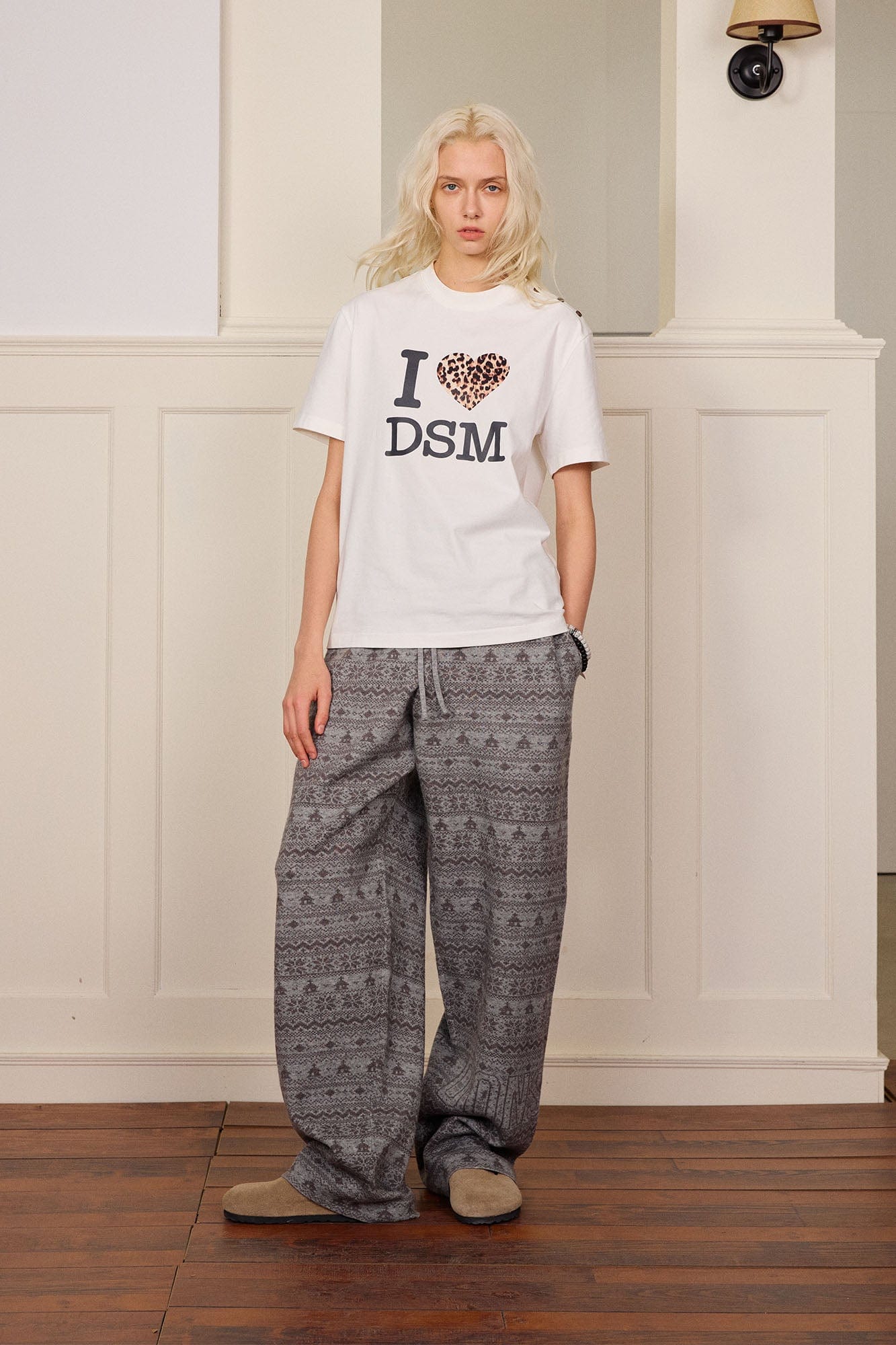 DONSMOKE Fair Isle Knit Wide-Leg Pants