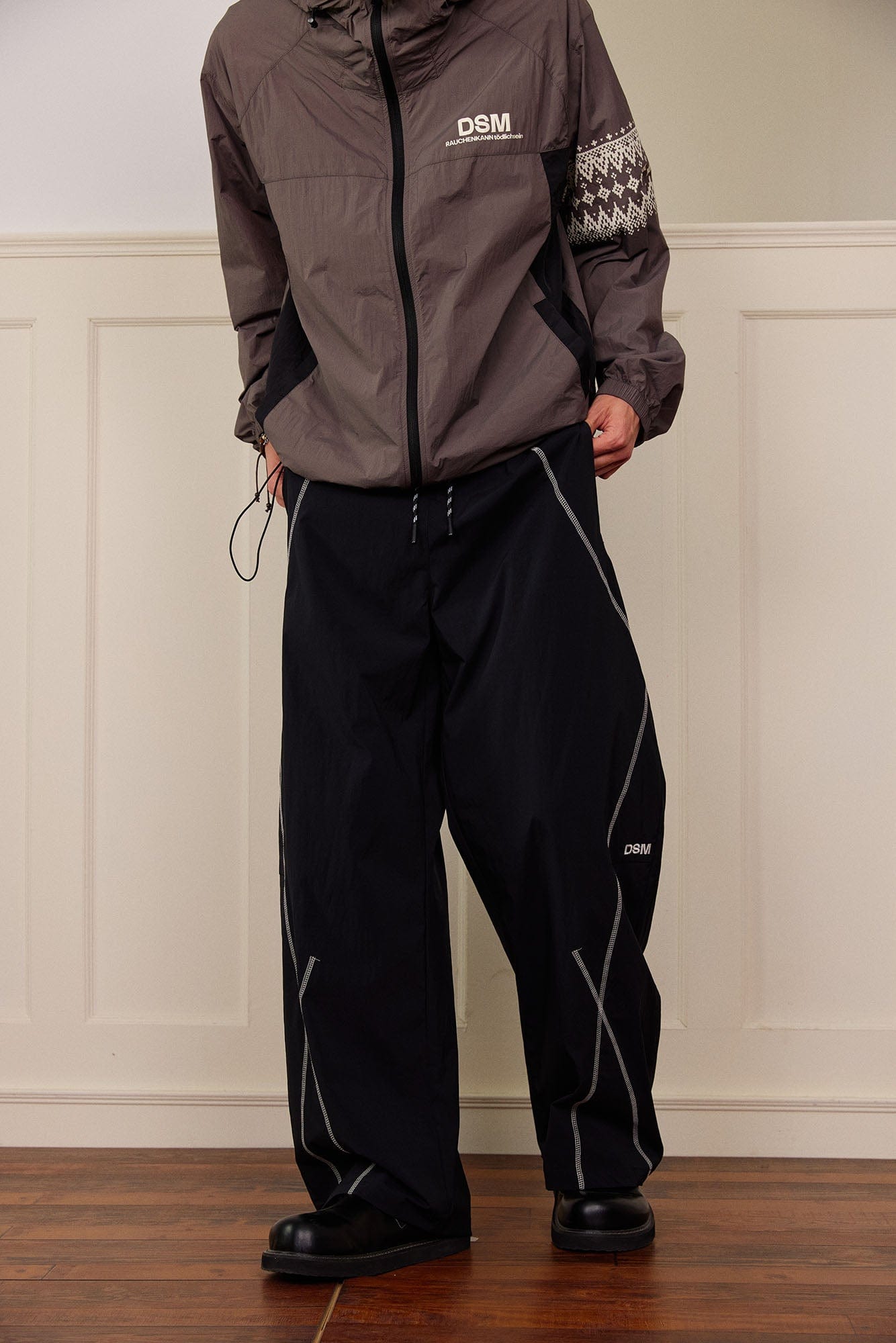 DONSMOKE Contrast Cross Stitch Quick-Dry Pants