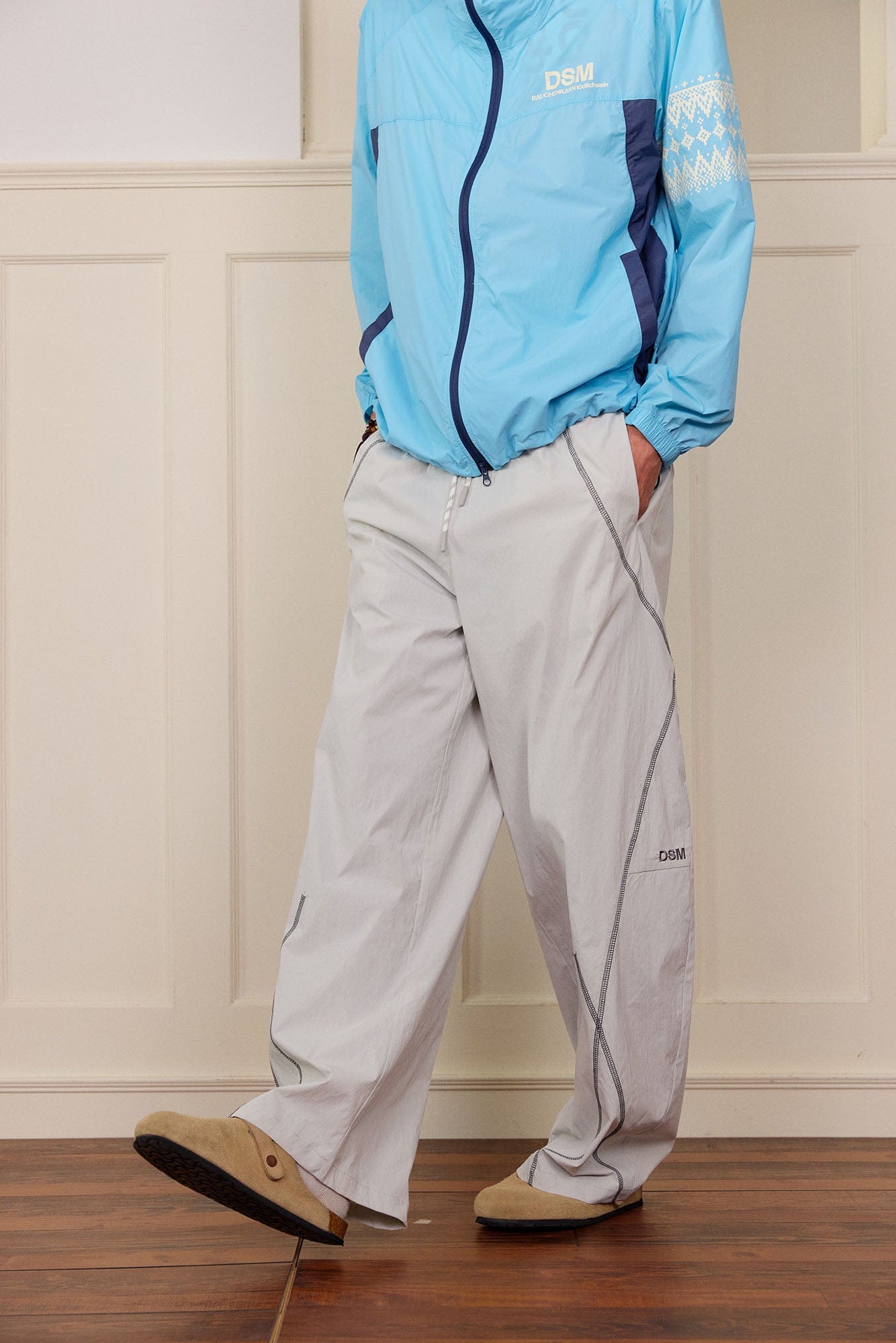 DONSMOKE Contrast Cross Stitch Quick-Dry Pants