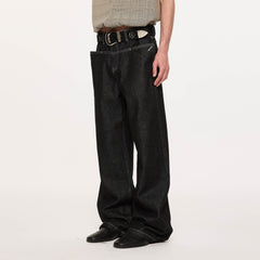 KREATE Panel Flap Plaid Pocket Jeans