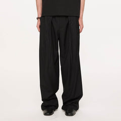 KREATE Rose Embroidered Pleated Straight-Leg Trousers
