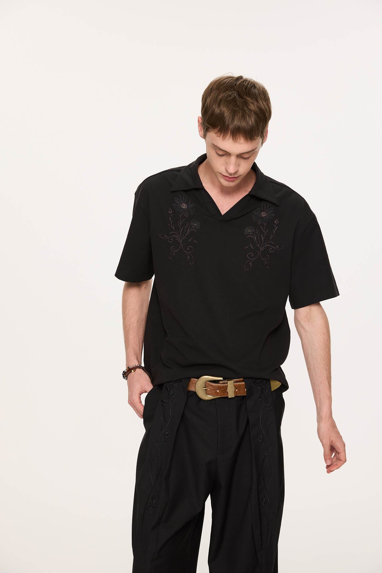 KREATE Daisy Embroidered Polo T-Shirt