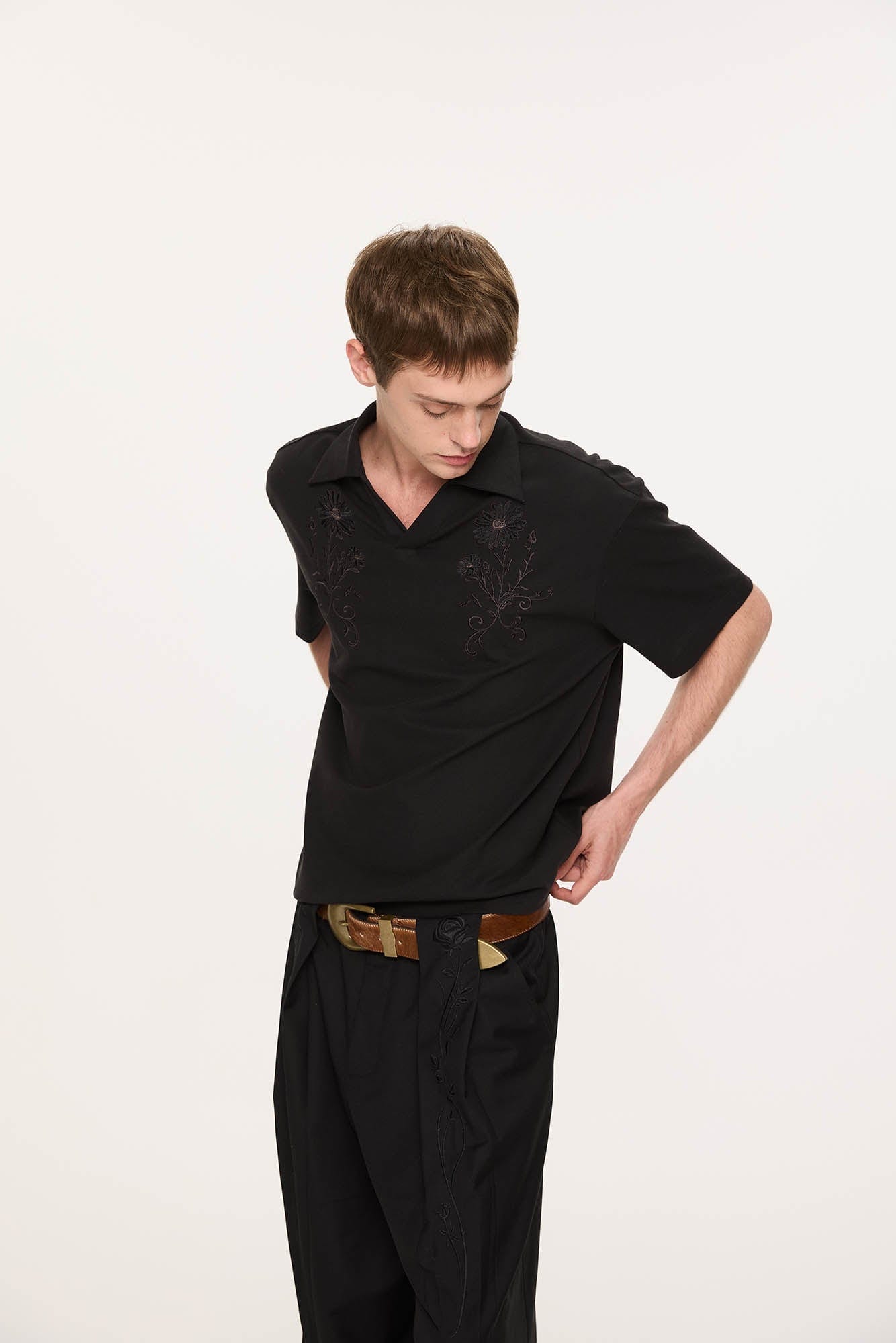 KREATE Daisy Embroidered Polo T-Shirt
