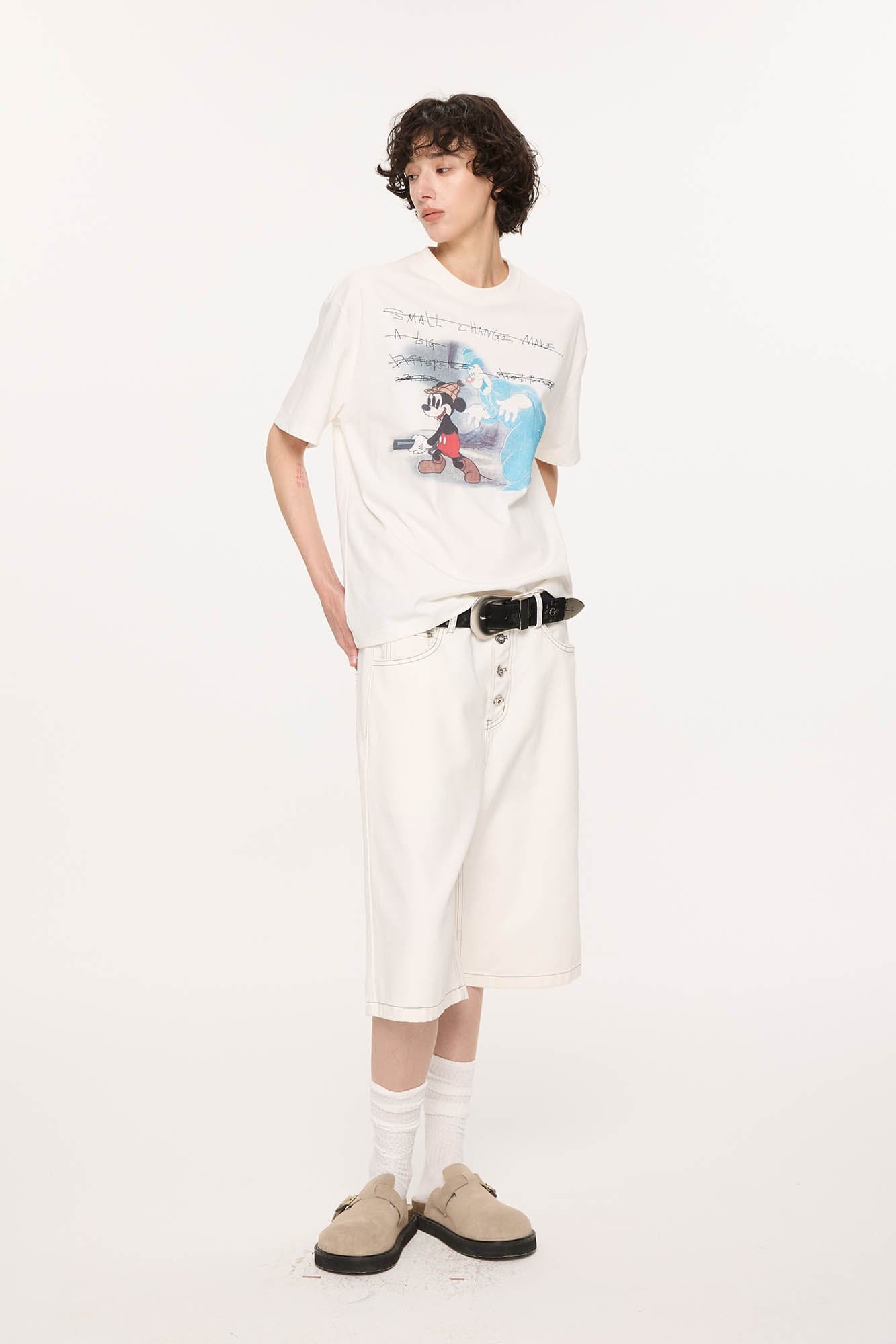 KREATE Essential Button-Up Stitched Denim Shorts